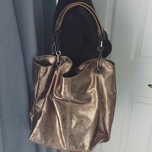 Benvenuti gold Italian leather bag